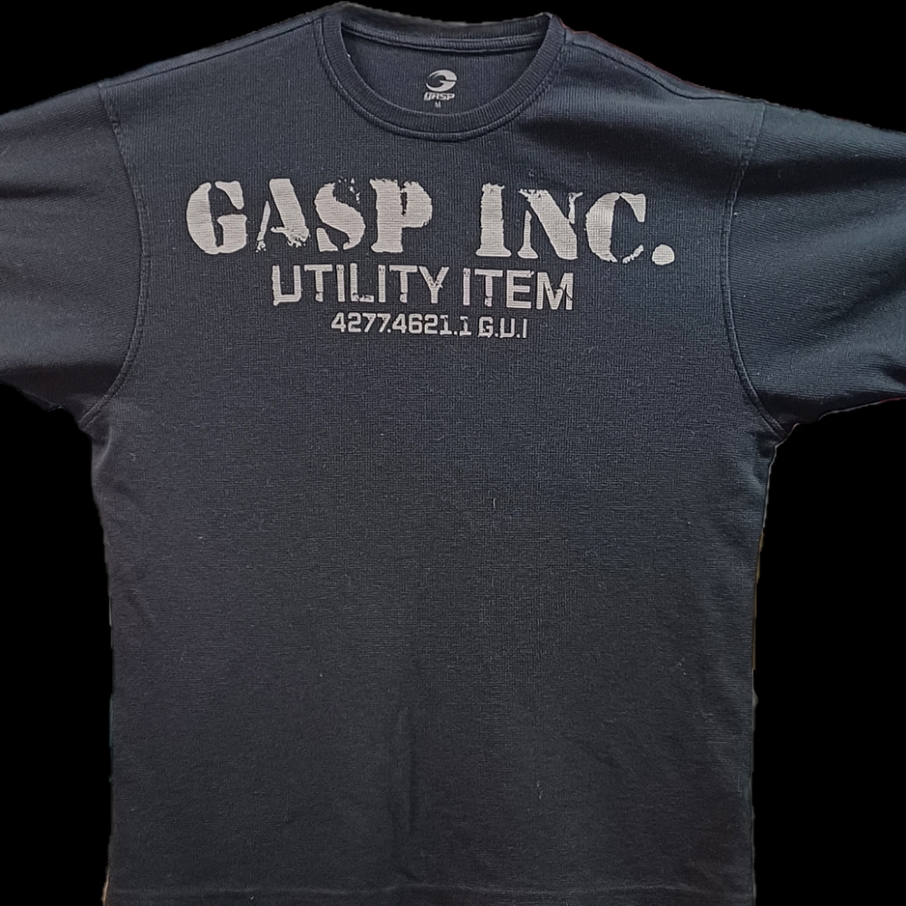 Gasp Mens Iron Thermal Tee. Black Utility Men's Shirt. Size M. OVERSIZED  TEE.